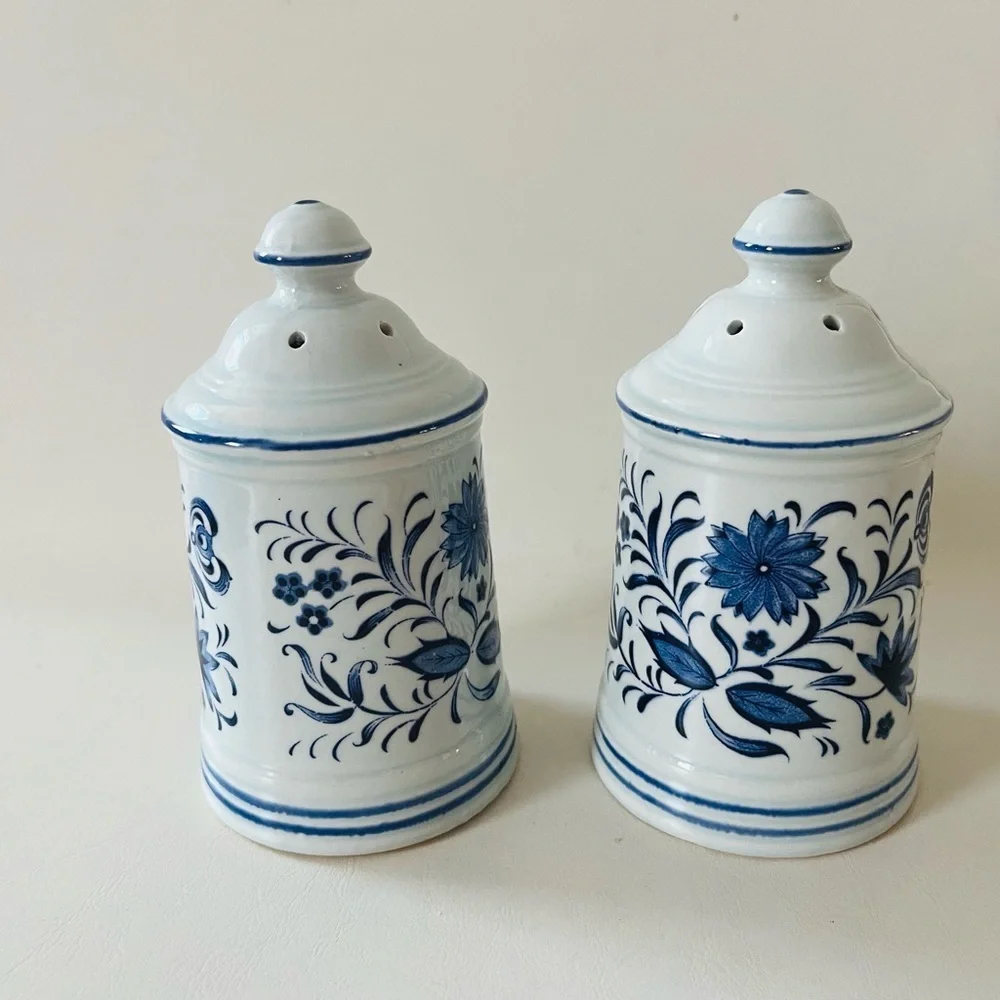 Ceramic Blue Floral Salt and Pepper Shaker Set